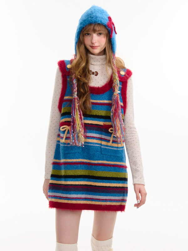 American Vintage Ribbed Knit Slip Dress - Bow Detail Sleeveless Bodycon Dress for Fall and Winter Layering - Image 11