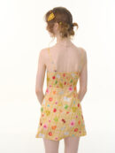 American Vintage Yellow Fruit Print Dress - Slimming Slip Dress with Defined Waist & Tropical Pattern