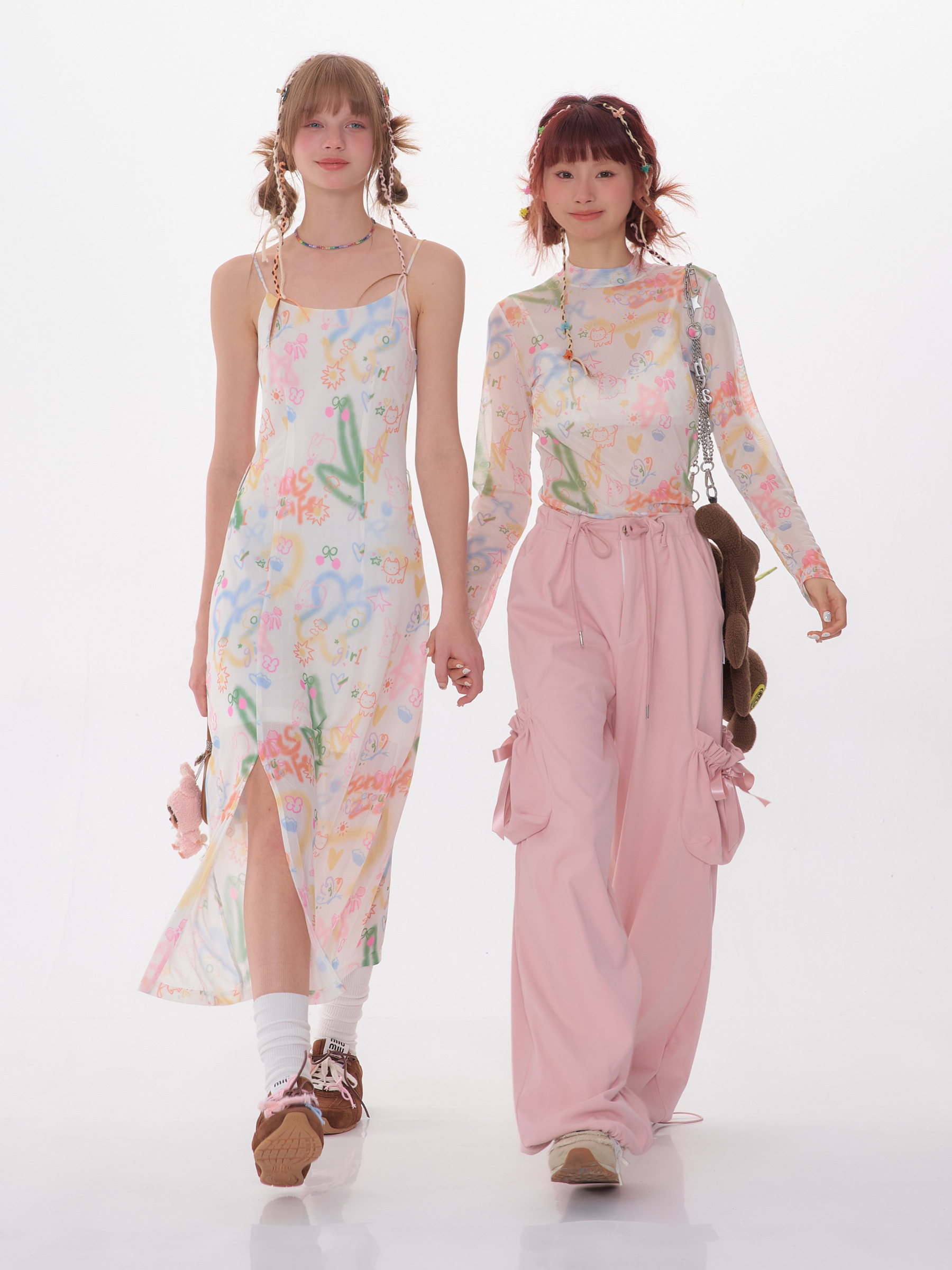 American Vintage Graffiti Print Maxi Dress - Slimming Slip Dress with High Slit & All-Over Artistic Design - Image 5