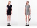 American Style False Two-Piece Dress - Polo Collar Short Sleeve Dress with Drawstring Waist & Smocking Details
