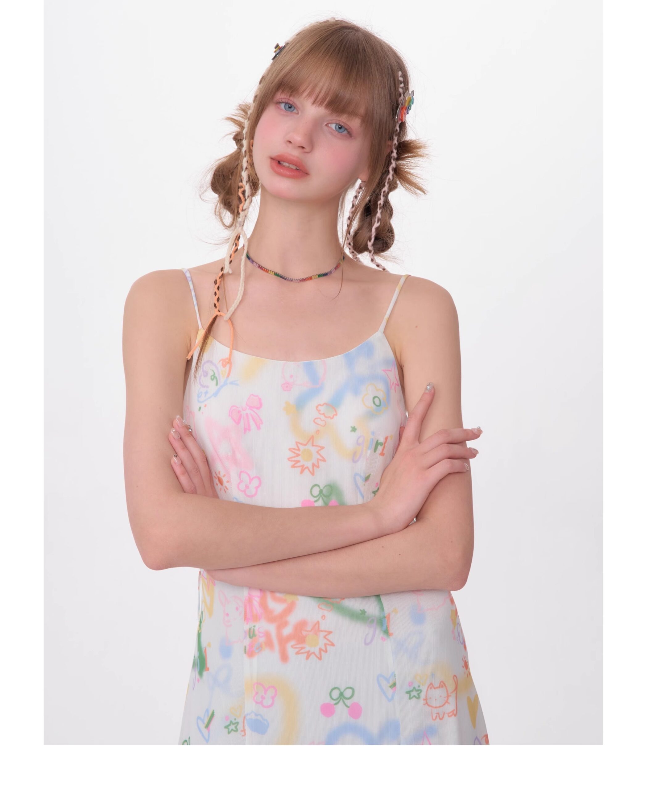 American Vintage Graffiti Print Maxi Dress - Slimming Slip Dress with High Slit & All-Over Artistic Design - Image 7