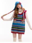 American Vintage Ribbed Knit Slip Dress - Bow Detail Sleeveless Bodycon Dress for Fall and Winter Layering