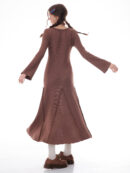 Winter Rose Print Knit Dress - Heavyweight Wool Blend Long Sleeve Bodycon Midi Dress
