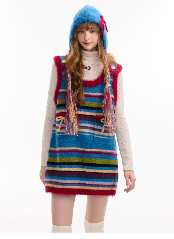 American Vintage Ribbed Knit Slip Dress - Bow Detail Sleeveless Bodycon Dress for Fall and Winter Layering - Image 12