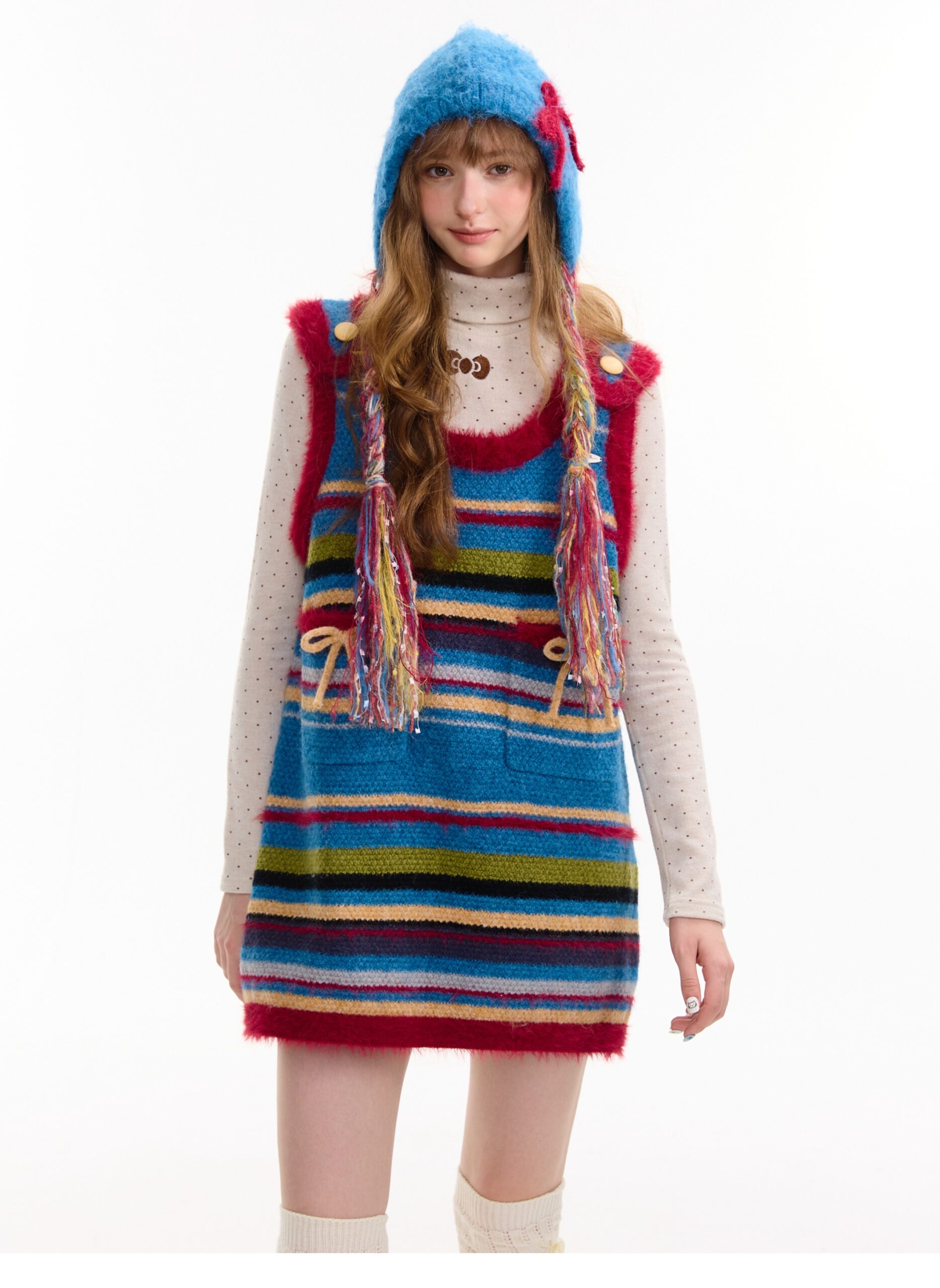 American Vintage Ribbed Knit Slip Dress - Bow Detail Sleeveless Bodycon Dress for Fall and Winter Layering - Image 12