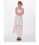 American Vintage Graffiti Print Maxi Dress - Slimming Slip Dress with High Slit & All-Over Artistic Design