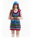 American Vintage Ribbed Knit Slip Dress - Bow Detail Sleeveless Bodycon Dress for Fall and Winter Layering