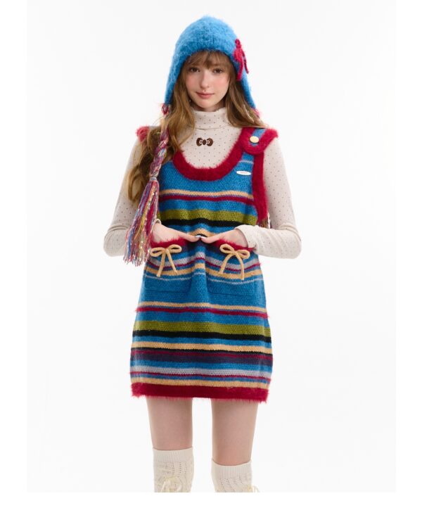 American Vintage Ribbed Knit Slip Dress - Bow Detail Sleeveless Bodycon Dress for Fall and Winter Layering - Image 10