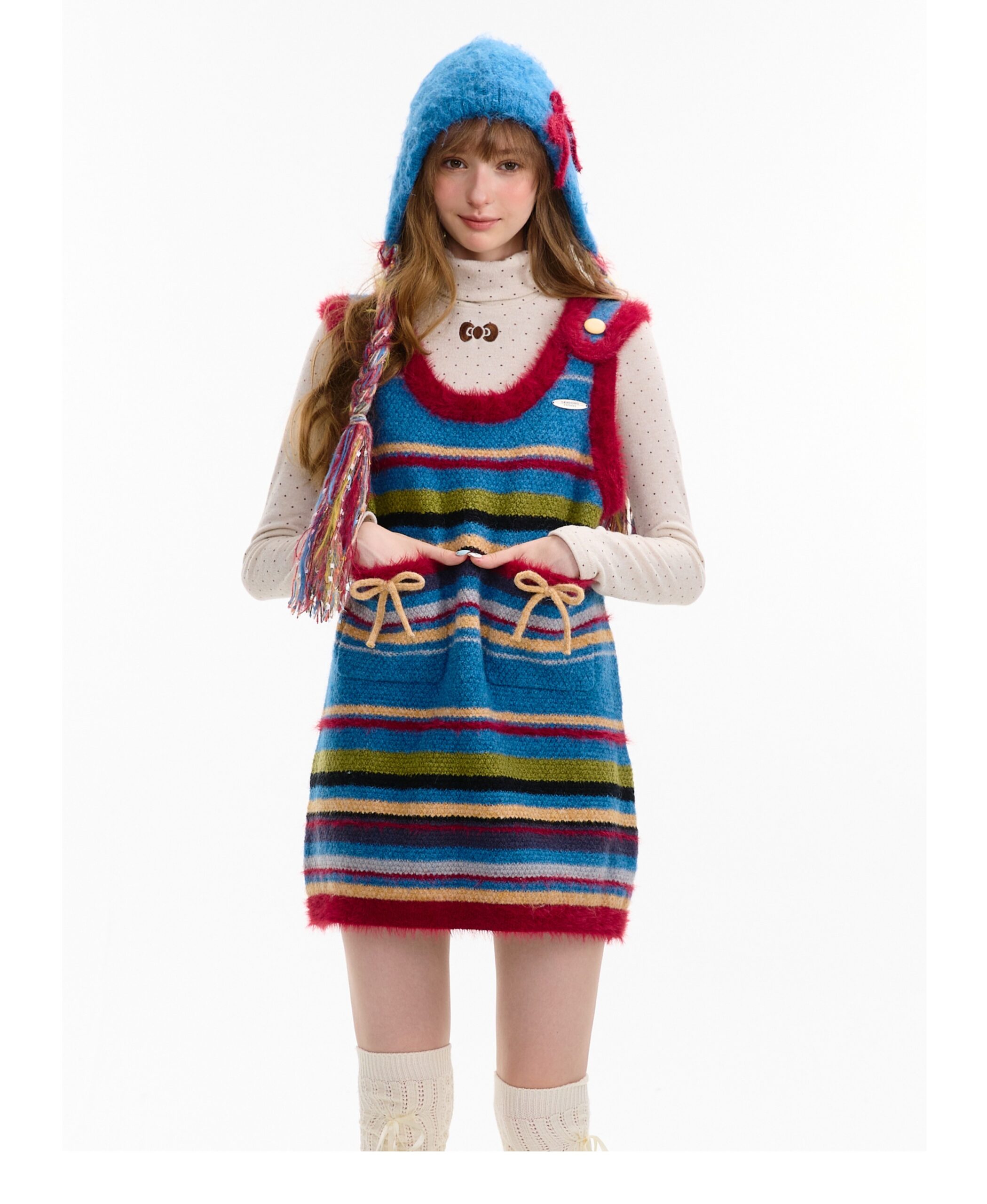 American Vintage Ribbed Knit Slip Dress - Bow Detail Sleeveless Bodycon Dress for Fall and Winter Layering - Image 10