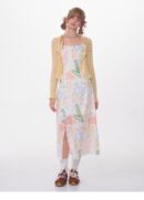 American Vintage Graffiti Print Maxi Dress - Slimming Slip Dress with High Slit & All-Over Artistic Design