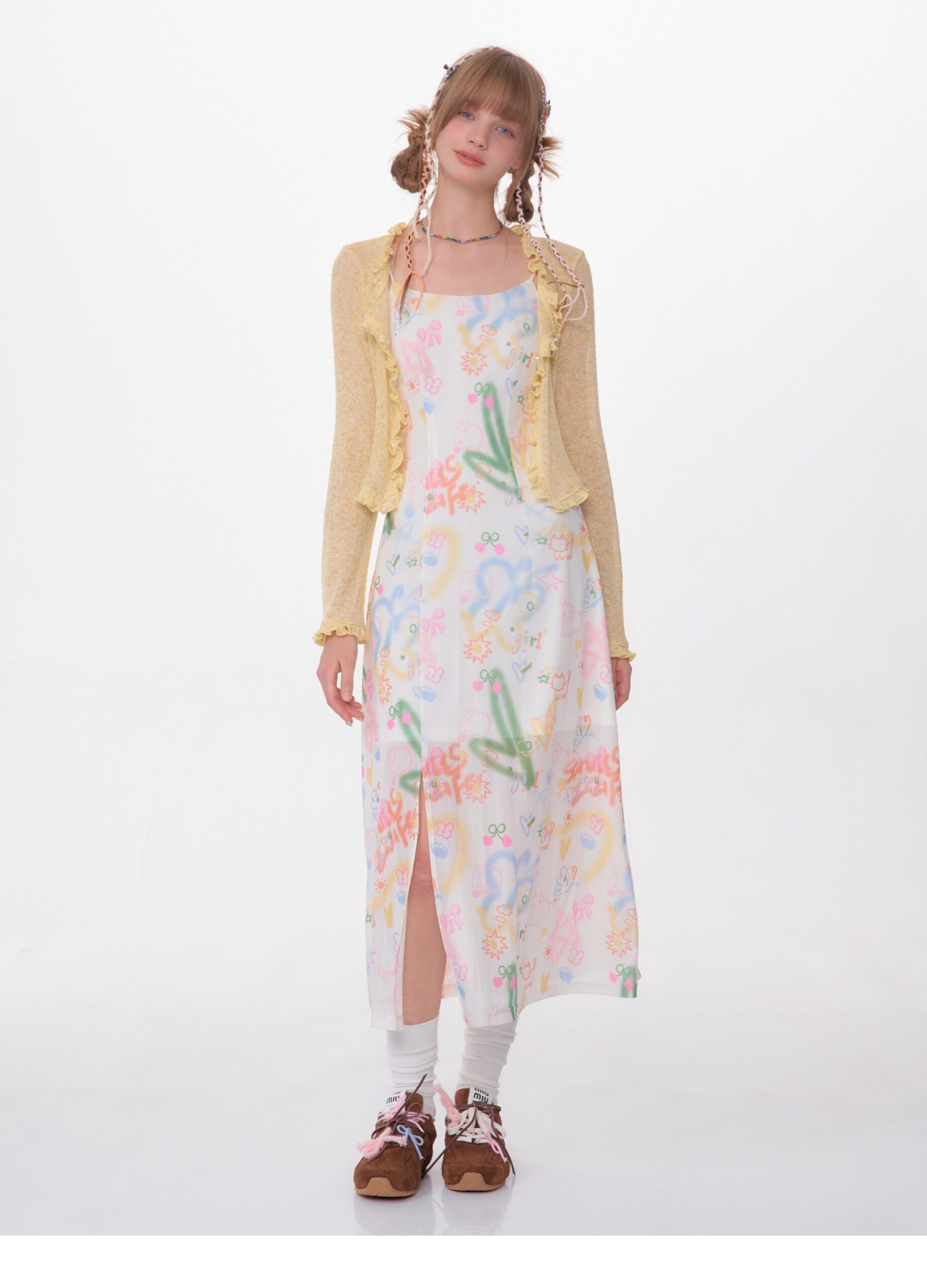 American Vintage Graffiti Print Maxi Dress - Slimming Slip Dress with High Slit & All-Over Artistic Design - Image 22