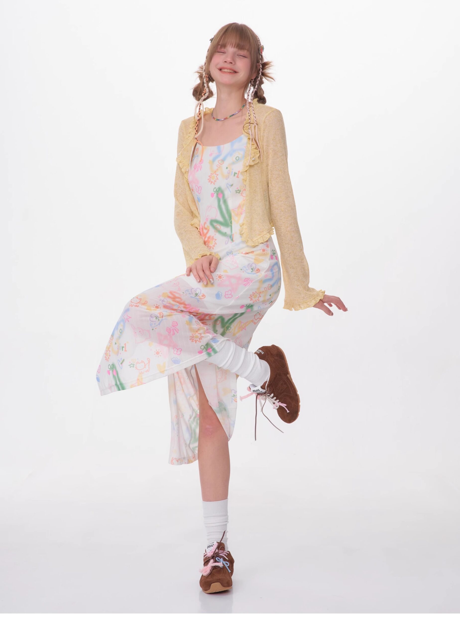 American Vintage Graffiti Print Maxi Dress - Slimming Slip Dress with High Slit & All-Over Artistic Design - Image 13