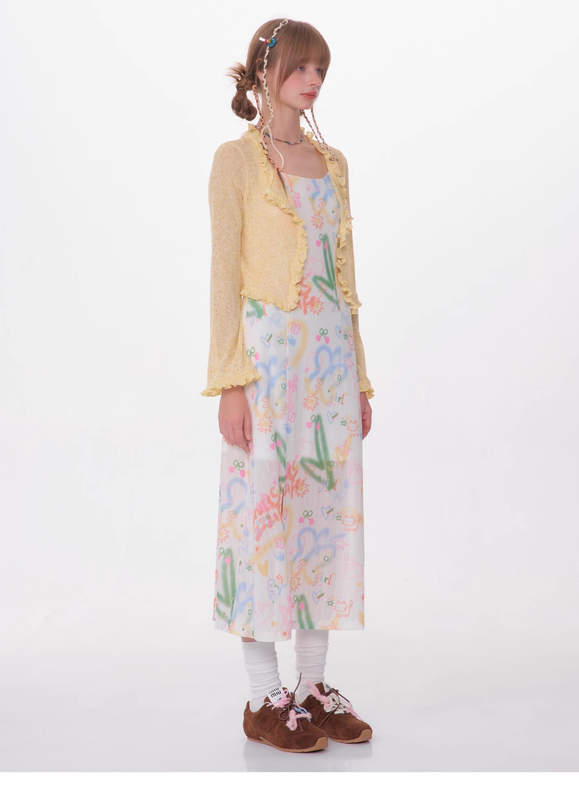 American Vintage Graffiti Print Maxi Dress - Slimming Slip Dress with High Slit & All-Over Artistic Design - Image 16