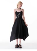American Vintage Butterfly Maxi Dress - Elegant Slip Dress with Waist-Defining Silhouette & All-Over Butterfly Print