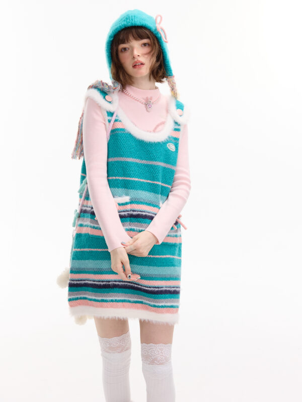 American Vintage Ribbed Knit Slip Dress - Bow Detail Sleeveless Bodycon Dress for Fall and Winter Layering - Image 19