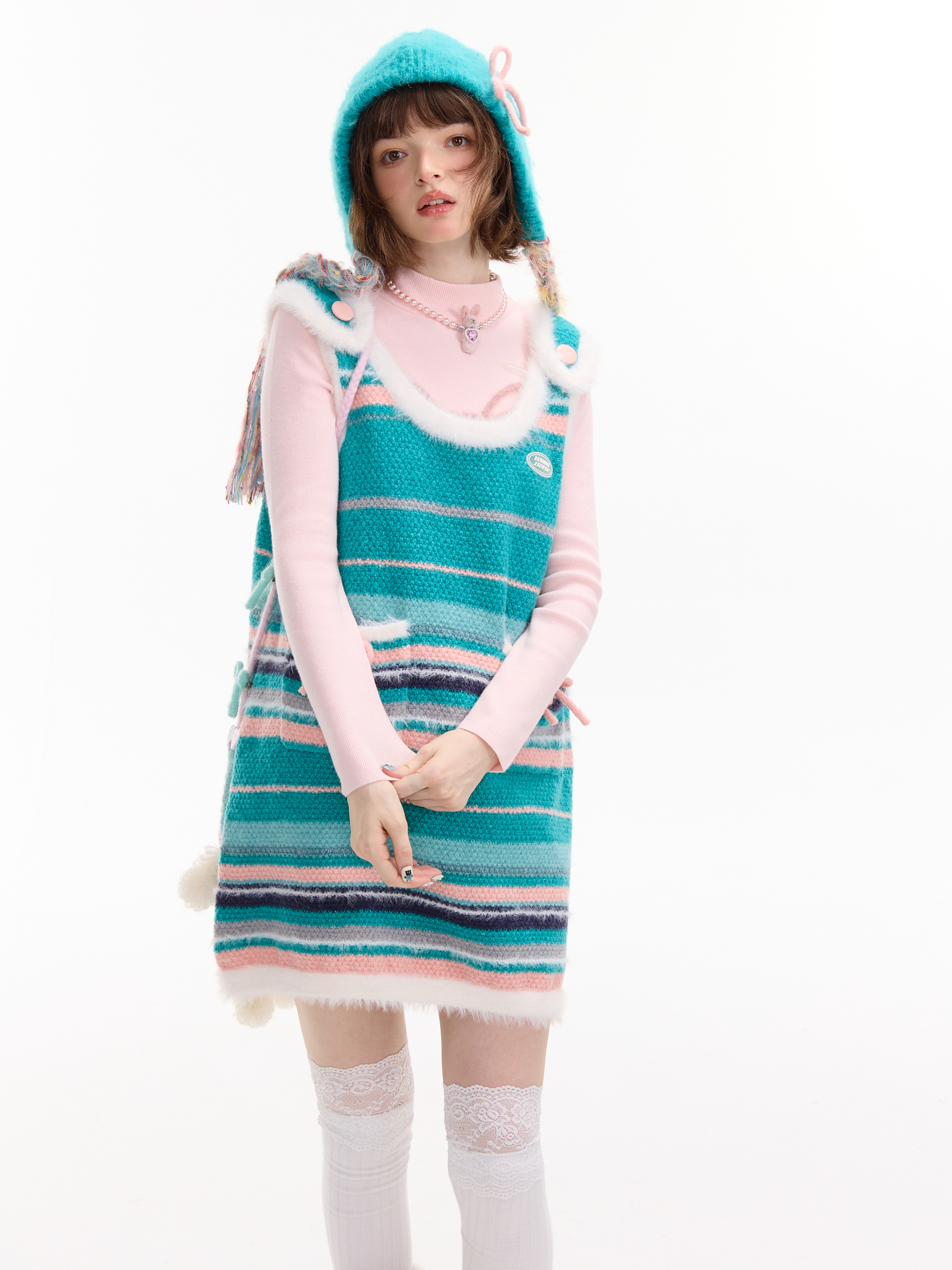American Vintage Ribbed Knit Slip Dress - Bow Detail Sleeveless Bodycon Dress for Fall and Winter Layering - Image 19