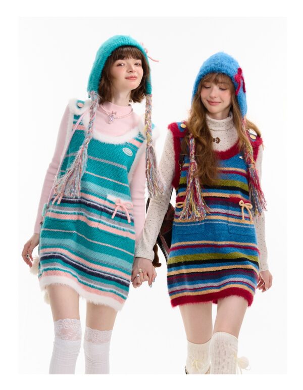 American Vintage Ribbed Knit Slip Dress - Bow Detail Sleeveless Bodycon Dress for Fall and Winter Layering - Image 7