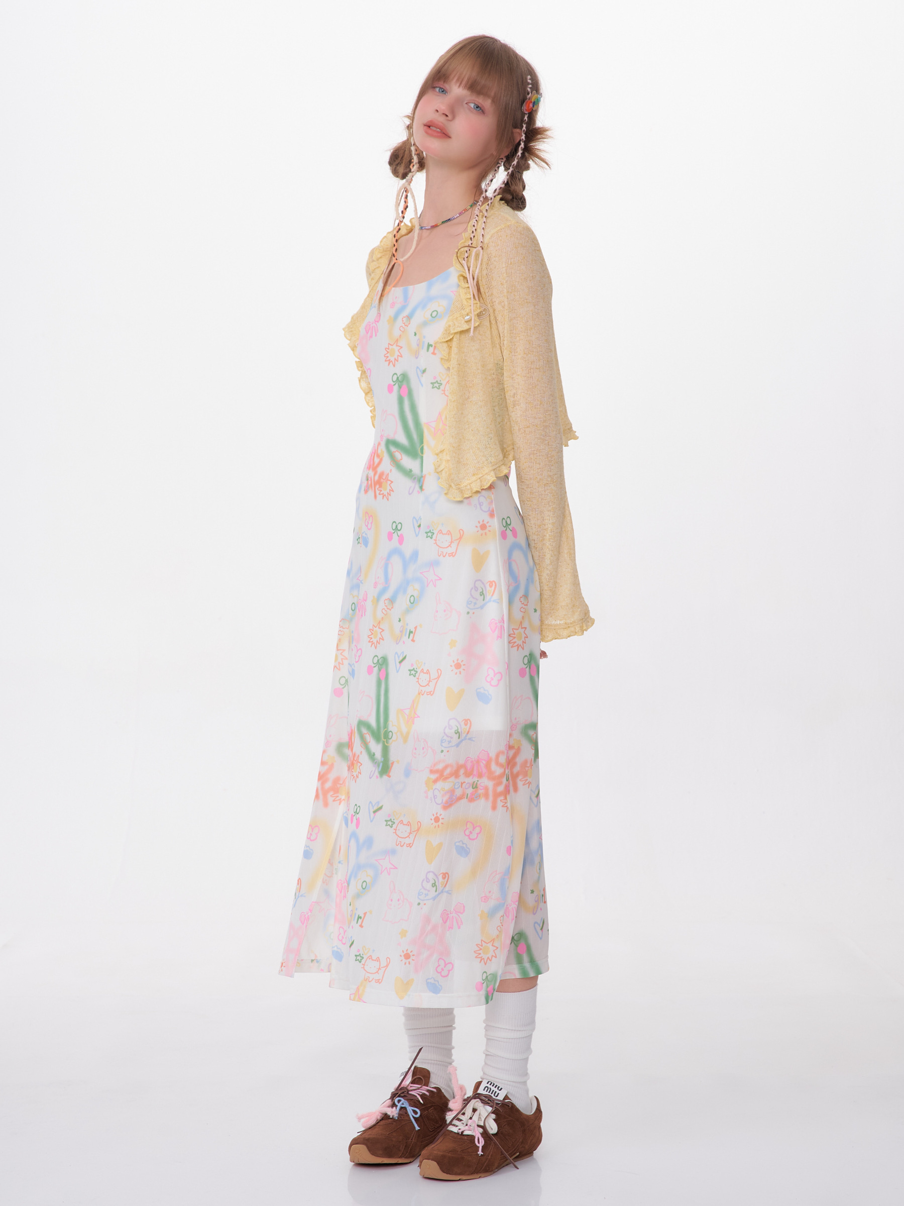 American Vintage Graffiti Print Maxi Dress - Slimming Slip Dress with High Slit & All-Over Artistic Design - Image 18