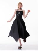 American Vintage Butterfly Maxi Dress - Elegant Slip Dress with Waist-Defining Silhouette & All-Over Butterfly Print