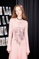 Winter Rose Print Knit Dress - Heavyweight Wool Blend Long Sleeve Bodycon Midi Dress