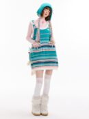 American Vintage Ribbed Knit Slip Dress - Bow Detail Sleeveless Bodycon Dress for Fall and Winter Layering