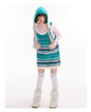 American Vintage Ribbed Knit Slip Dress - Bow Detail Sleeveless Bodycon Dress for Fall and Winter Layering